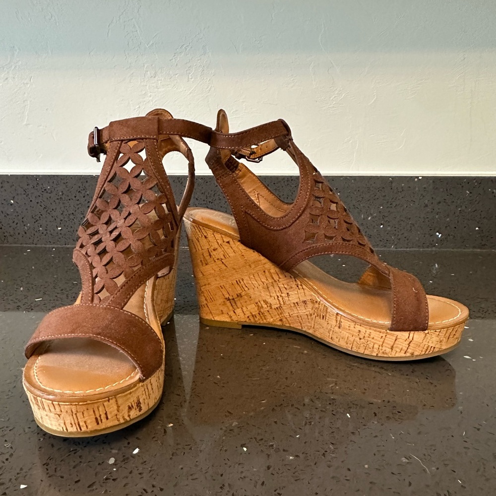Brown Wedge Sandals by Franco Sarto